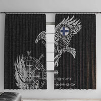 Finland Viking Ravens Window Curtain Vegvisir Runes Pattern - Wonder Print Shop
