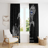 Finland Viking Ravens Window Curtain Vegvisir Runes Pattern - Wonder Print Shop