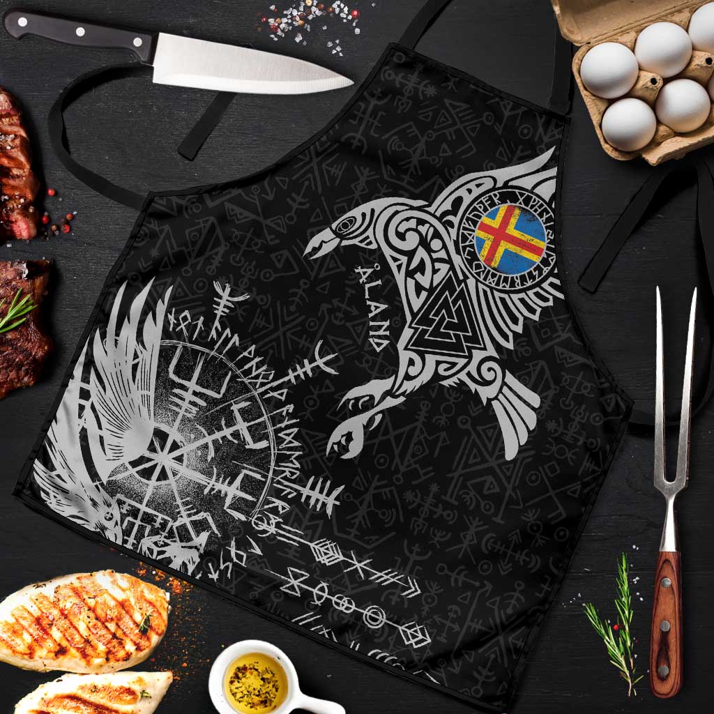 Aland Viking Ravens Apron Vegvisir Runes Pattern - Wonder Print Shop