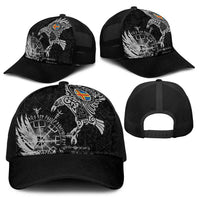 Aland Viking Ravens Baseball Net Cap Vegvisir Runes Pattern - Wonder Print Shop