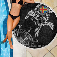 Aland Viking Ravens Beach Blanket Vegvisir Runes Pattern - Wonder Print Shop