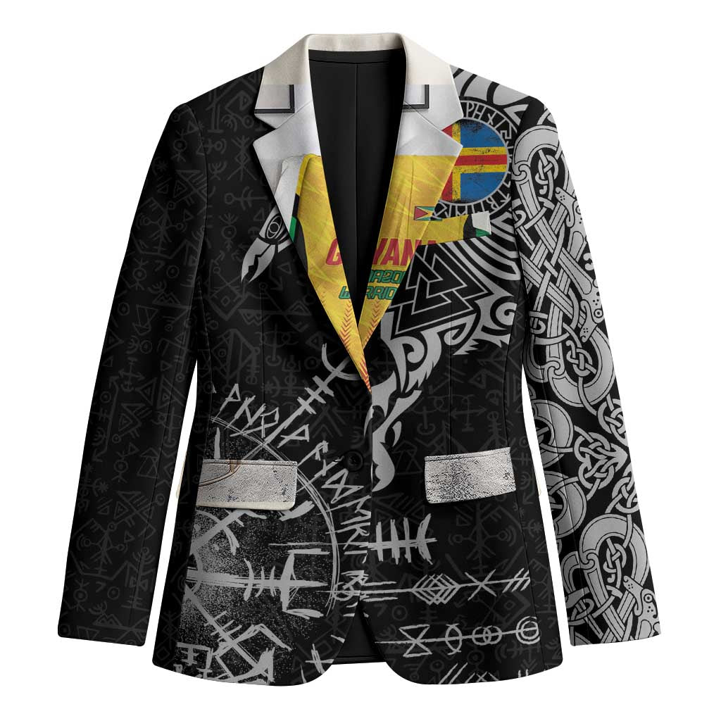 Aland Viking Ravens Blazer Vegvisir Runes Pattern - Wonder Print Shop