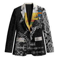 Aland Viking Ravens Blazer Vegvisir Runes Pattern - Wonder Print Shop