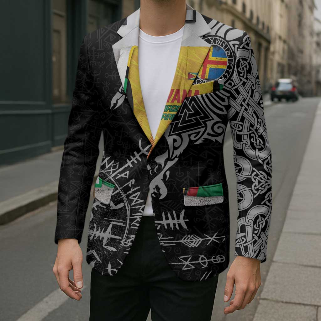 Aland Viking Ravens Blazer Vegvisir Runes Pattern - Wonder Print Shop