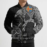 Aland Viking Ravens Bomber Puffer Jacket Vegvisir Runes Pattern - Wonder Print Shop