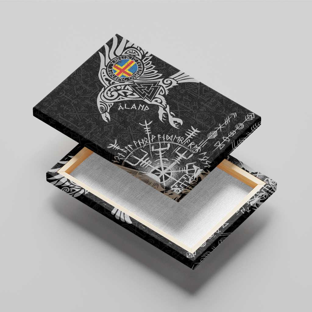 Aland Viking Ravens Canvas Wall Art Vegvisir Runes Pattern - Wonder Print Shop