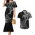 Aland Viking Ravens Couples Matching Mermaid Dress and Hawaiian Shirt Vegvisir Runes Pattern - Wonder Print Shop