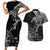 Aland Viking Ravens Couples Matching Short Sleeve Bodycon Dress and Hawaiian Shirt Vegvisir Runes Pattern - Wonder Print Shop