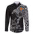 Aland Viking Ravens Family Matching Off The Shoulder Long Sleeve Dress and Hawaiian Shirt Vegvisir Runes Pattern - Wonder Print Shop