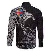 Aland Viking Ravens Family Matching Off The Shoulder Long Sleeve Dress and Hawaiian Shirt Vegvisir Runes Pattern - Wonder Print Shop