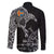 Aland Viking Ravens Family Matching Off The Shoulder Long Sleeve Dress and Hawaiian Shirt Vegvisir Runes Pattern - Wonder Print Shop