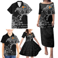 Aland Viking Ravens Family Matching Puletasi and Hawaiian Shirt Vegvisir Runes Pattern - Wonder Print Shop