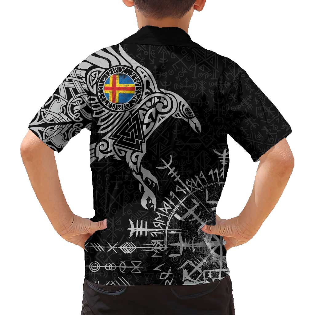 Aland Viking Ravens Family Matching Summer Maxi Dress and Hawaiian Shirt Vegvisir Runes Pattern - Wonder Print Shop