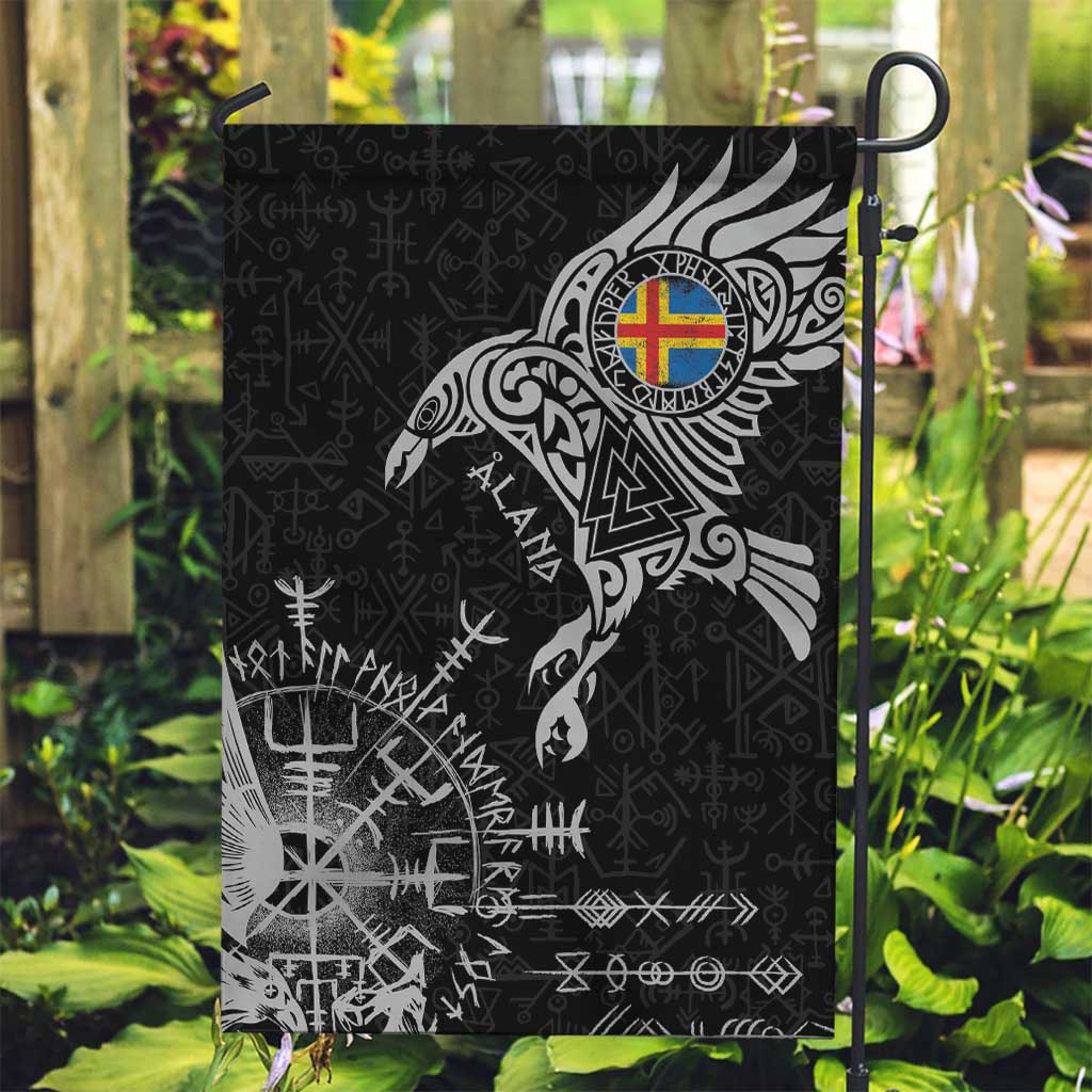 Aland Viking Ravens Garden Flag Vegvisir Runes Pattern - Wonder Print Shop