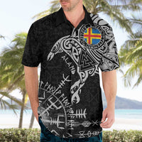 Aland Viking Ravens Hawaiian Shirt Vegvisir Runes Pattern - Wonder Print Shop