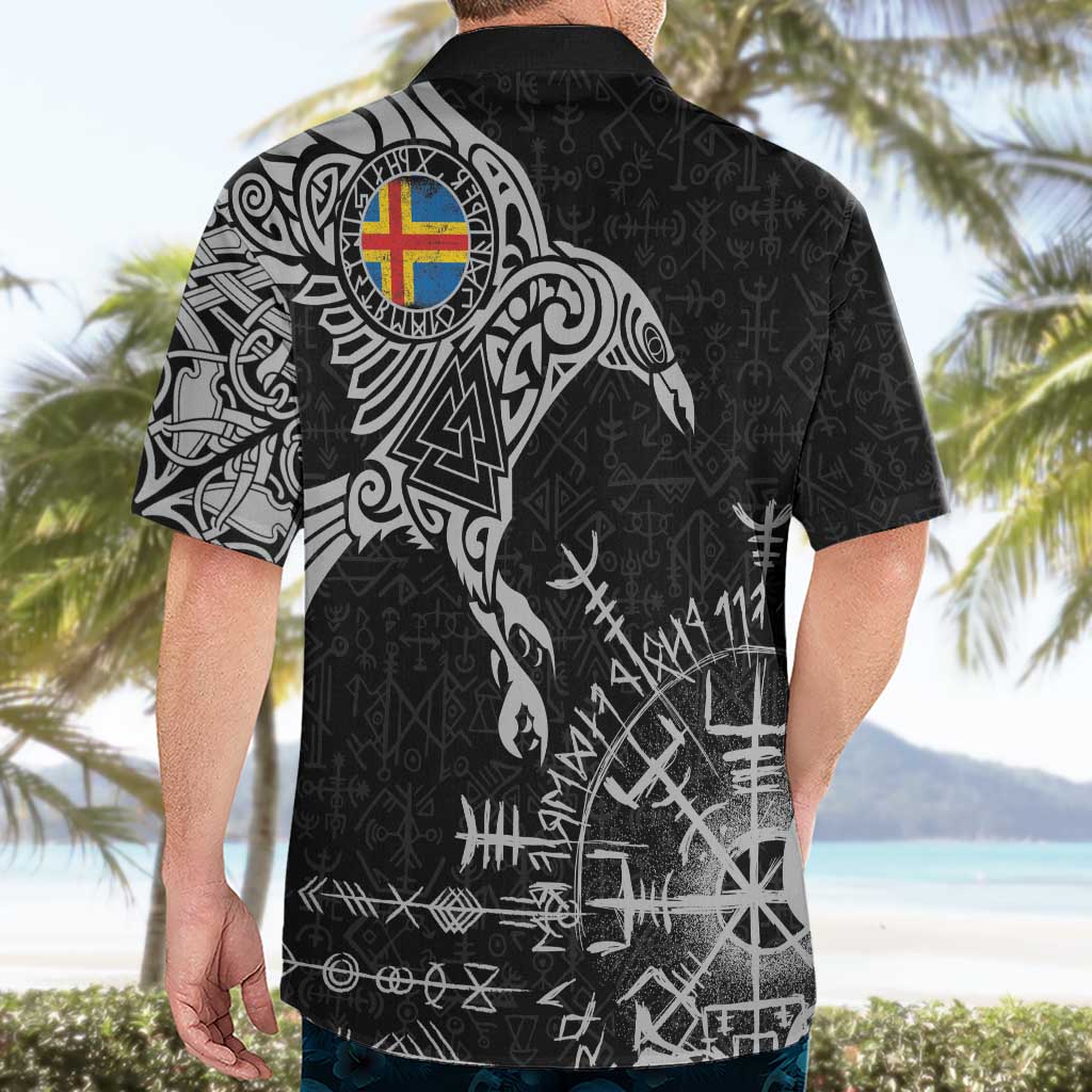 Aland Viking Ravens Hawaiian Shirt Vegvisir Runes Pattern - Wonder Print Shop