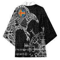Aland Viking Ravens Kimono Vegvisir Runes Pattern - Wonder Print Shop