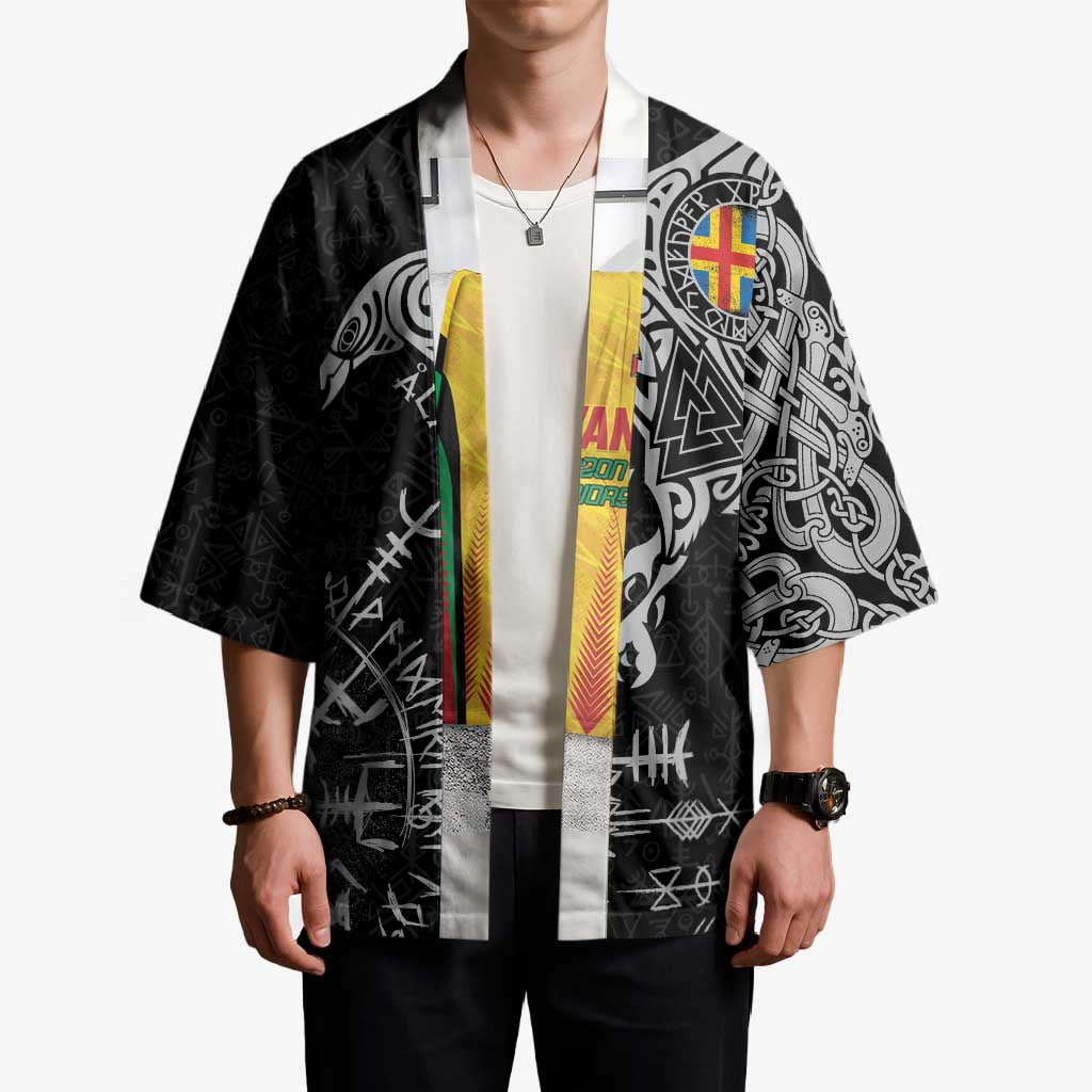 Aland Viking Ravens Kimono Vegvisir Runes Pattern - Wonder Print Shop