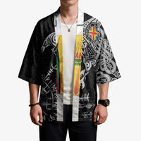 Aland Viking Ravens Kimono Vegvisir Runes Pattern - Wonder Print Shop