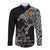Aland Viking Ravens Long Sleeve Button Shirt Vegvisir Runes Pattern - Wonder Print Shop