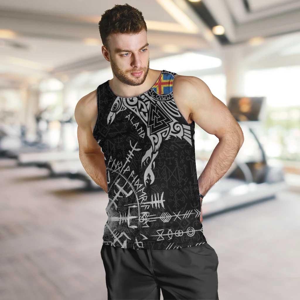 Aland Viking Ravens Men Tank Top Vegvisir Runes Pattern - Wonder Print Shop