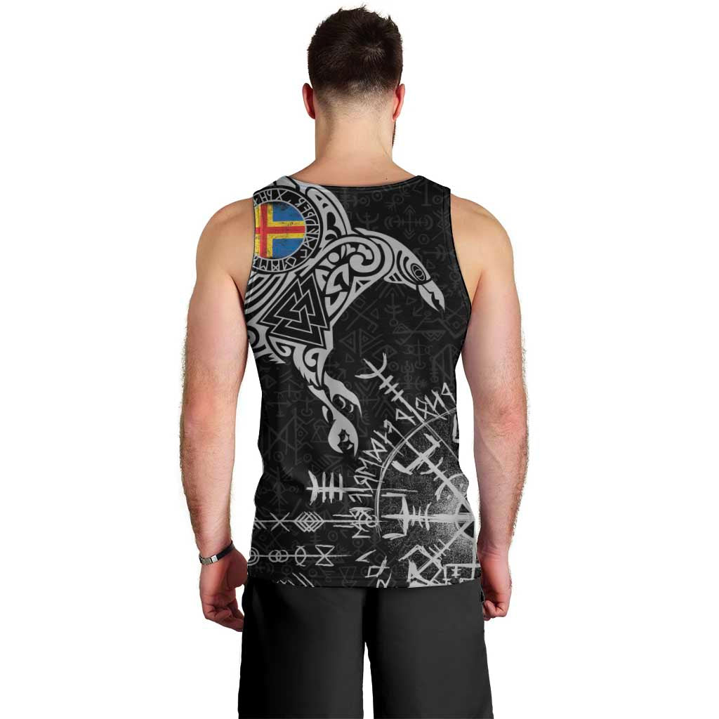 Aland Viking Ravens Men Tank Top Vegvisir Runes Pattern - Wonder Print Shop