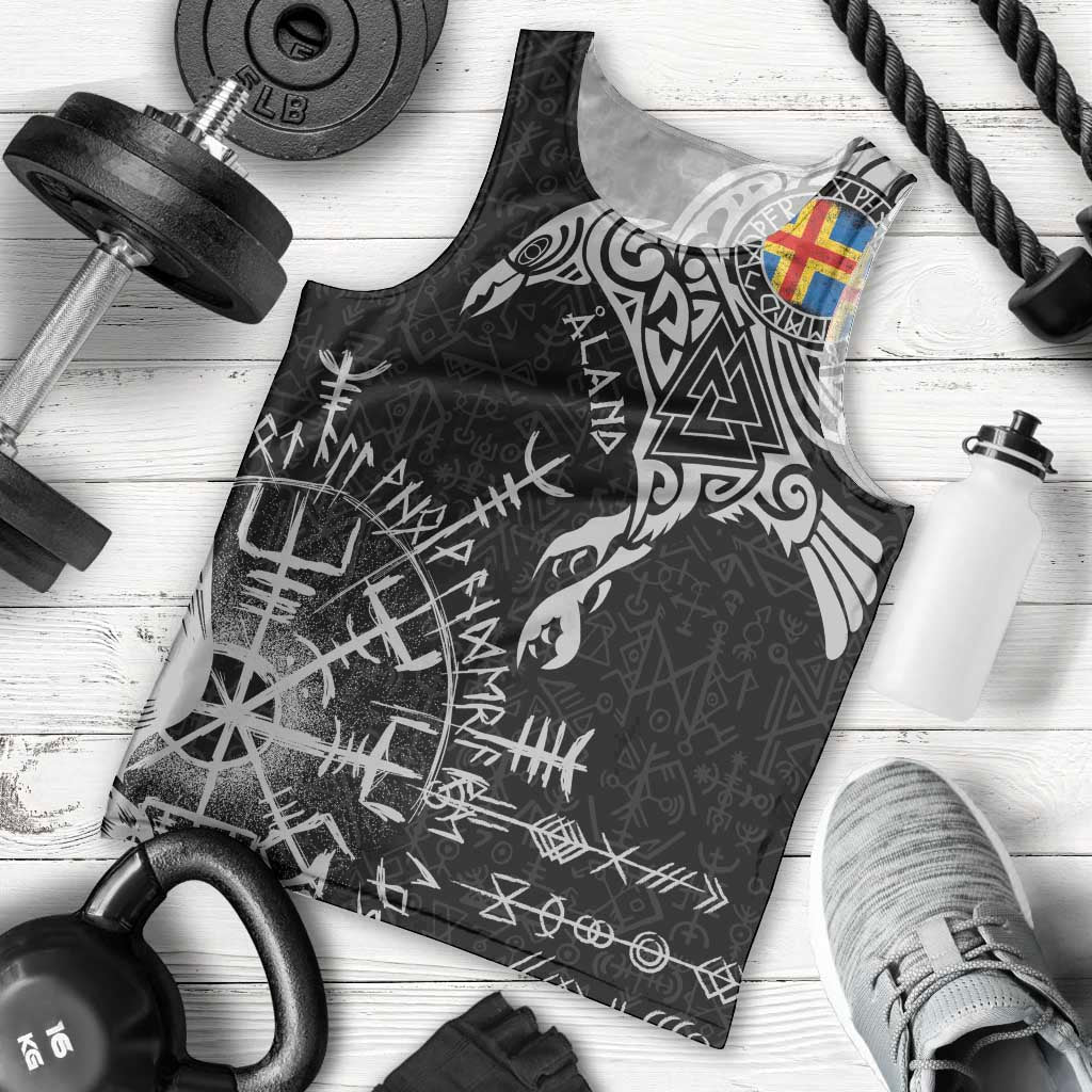 Aland Viking Ravens Men Tank Top Vegvisir Runes Pattern - Wonder Print Shop
