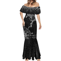 Aland Viking Ravens Mermaid Dress Vegvisir Runes Pattern - Wonder Print Shop