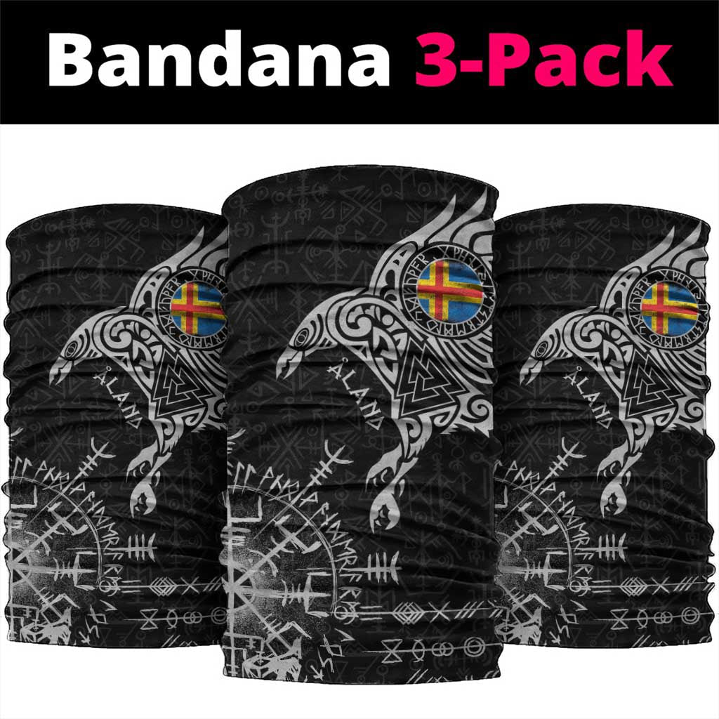 Aland Viking Ravens Neck Gaiter Vegvisir Runes Pattern - Wonder Print Shop