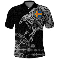 Aland Viking Ravens Polo Shirt Vegvisir Runes Pattern - Wonder Print Shop