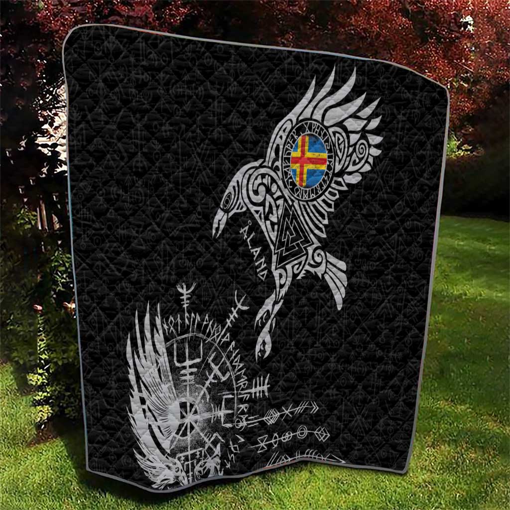 Aland Viking Ravens Quilt Vegvisir Runes Pattern - Wonder Print Shop