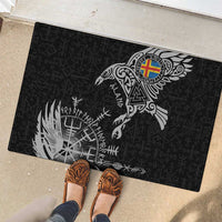 Aland Viking Ravens Rubber Doormat Vegvisir Runes Pattern - Wonder Print Shop