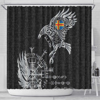 Aland Viking Ravens Shower Curtain Vegvisir Runes Pattern - Wonder Print Shop