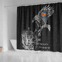 Aland Viking Ravens Shower Curtain Vegvisir Runes Pattern - Wonder Print Shop