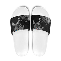 Aland Viking Ravens Slide Sandals Vegvisir Runes Pattern - Wonder Print Shop