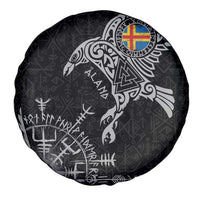 Aland Viking Ravens Spare Tire Cover Vegvisir Runes Pattern - Wonder Print Shop