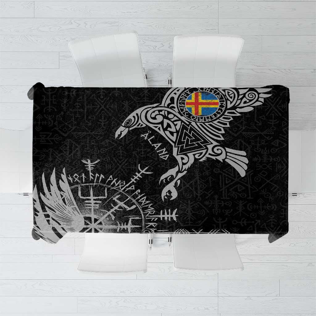 Aland Viking Ravens Tablecloth Vegvisir Runes Pattern - Wonder Print Shop