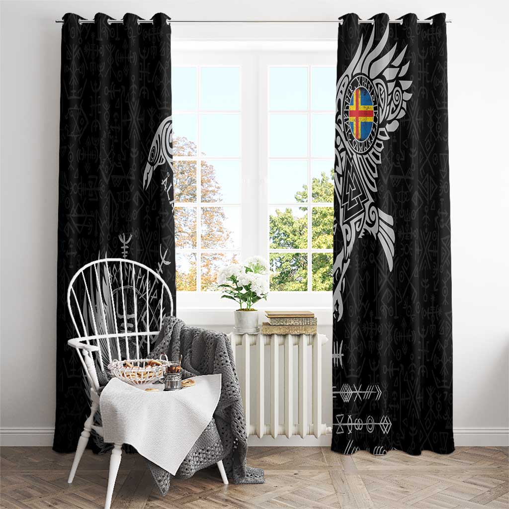 Aland Viking Ravens Window Curtain Vegvisir Runes Pattern - Wonder Print Shop