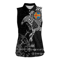 Aland Viking Ravens Women Sleeveless Polo Shirt Vegvisir Runes Pattern - Wonder Print Shop