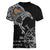 Aland Viking Ravens Women V-Neck T-Shirt Vegvisir Runes Pattern - Wonder Print Shop