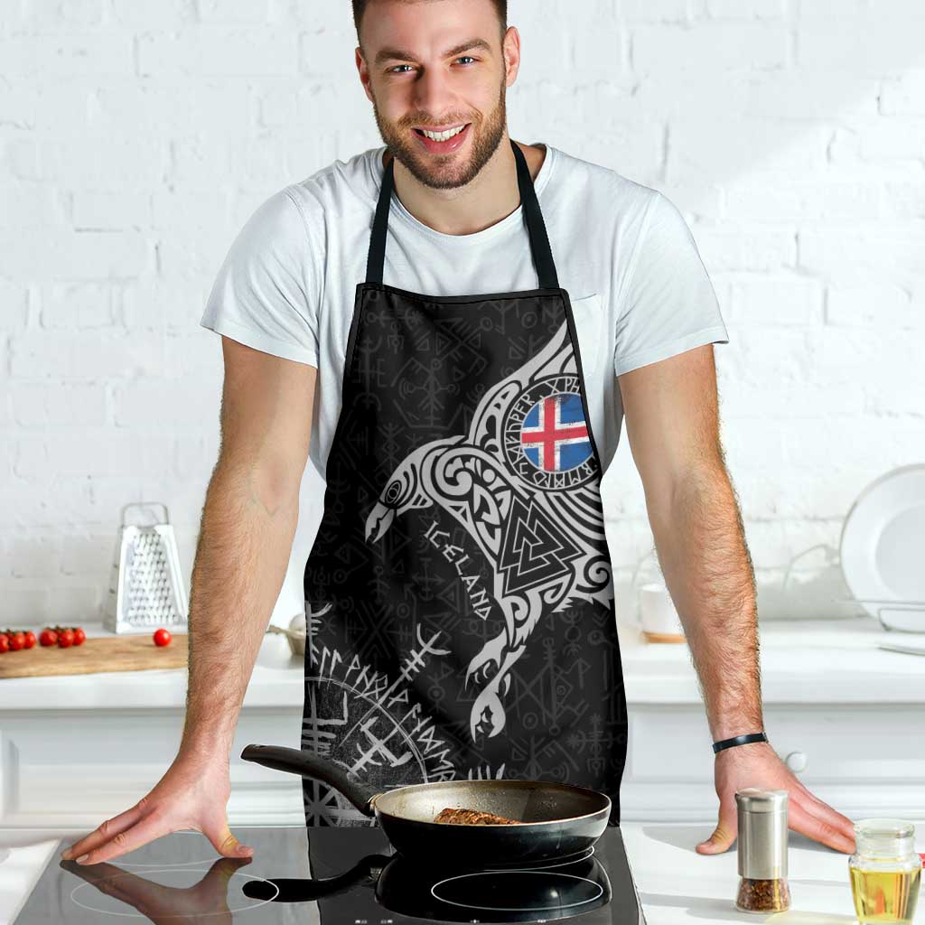 Iceland Viking Ravens Apron Vegvisir Runes Pattern - Wonder Print Shop