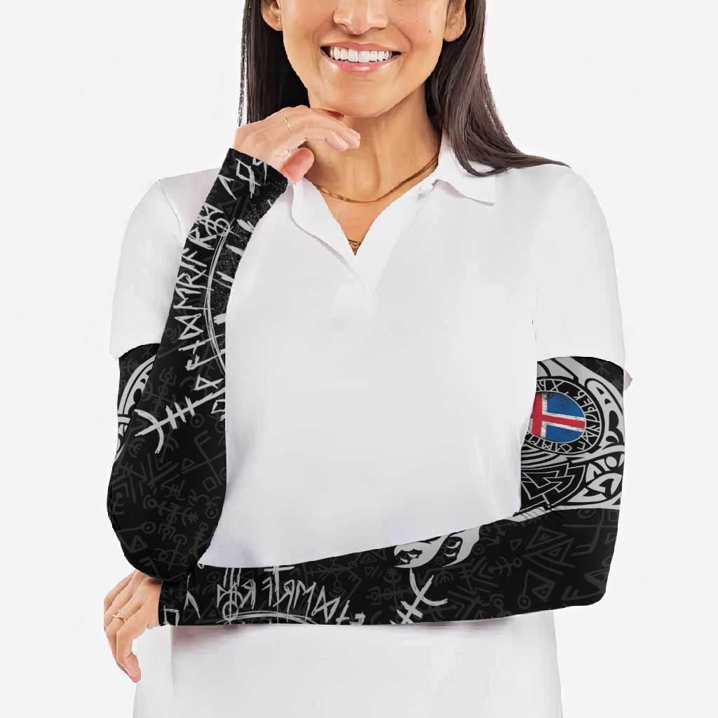 Iceland Viking Ravens Arm Sleeves Vegvisir Runes Pattern - Wonder Print Shop