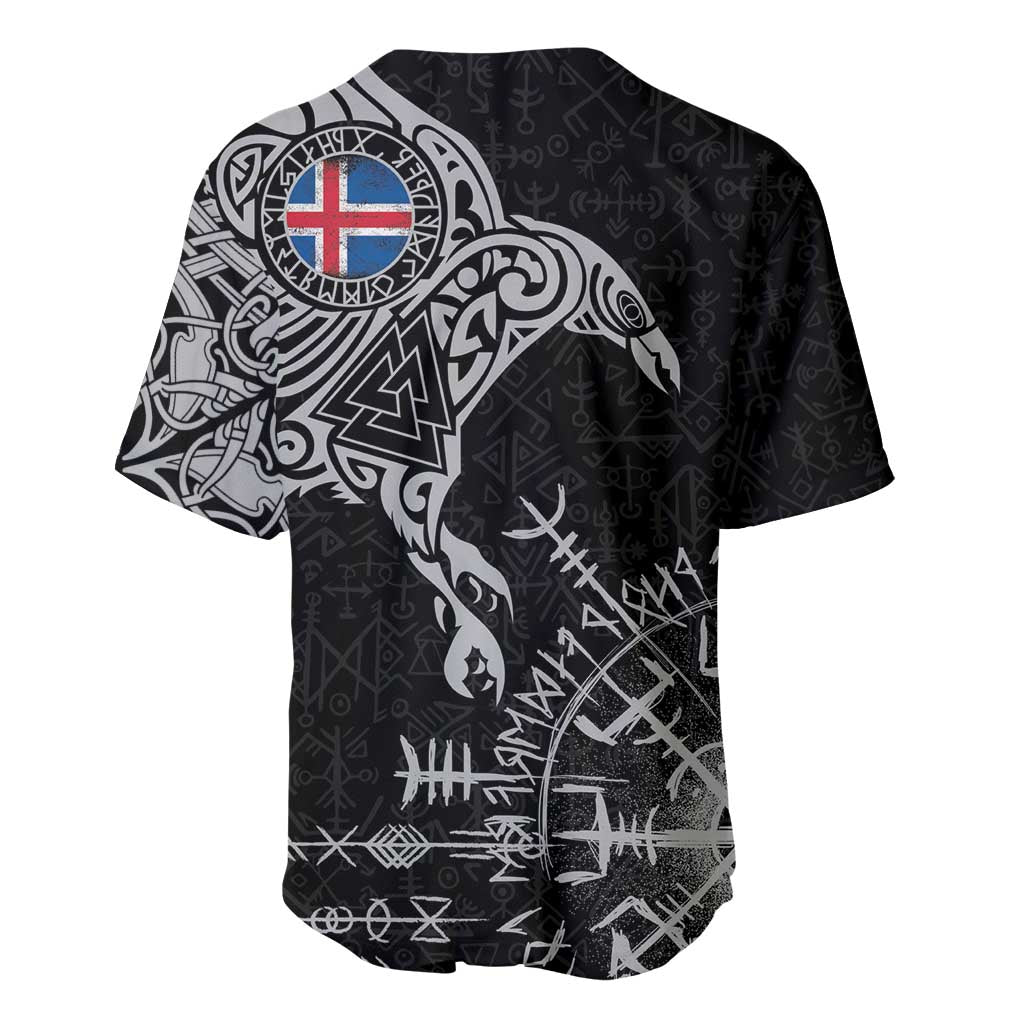 Iceland Viking Ravens Baseball Jersey Vegvisir Runes Pattern - Wonder Print Shop