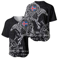 Iceland Viking Ravens Baseball Jersey Vegvisir Runes Pattern - Wonder Print Shop