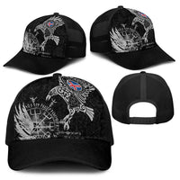 Iceland Viking Ravens Baseball Net Cap Vegvisir Runes Pattern - Wonder Print Shop