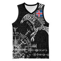 Iceland Viking Ravens Basketball Jersey Vegvisir Runes Pattern - Wonder Print Shop