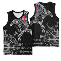 Iceland Viking Ravens Basketball Jersey Vegvisir Runes Pattern - Wonder Print Shop