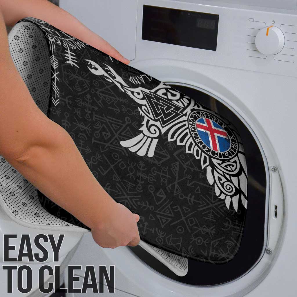 Iceland Viking Ravens Bathroom Set Vegvisir Runes Pattern - Wonder Print Shop