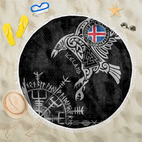 Iceland Viking Ravens Beach Blanket Vegvisir Runes Pattern - Wonder Print Shop