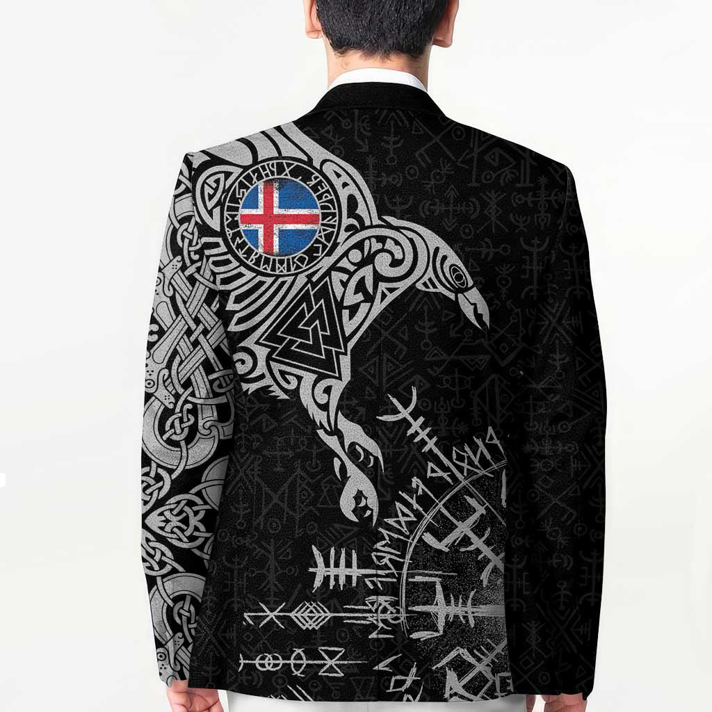 Iceland Viking Ravens Blazer Vegvisir Runes Pattern - Wonder Print Shop